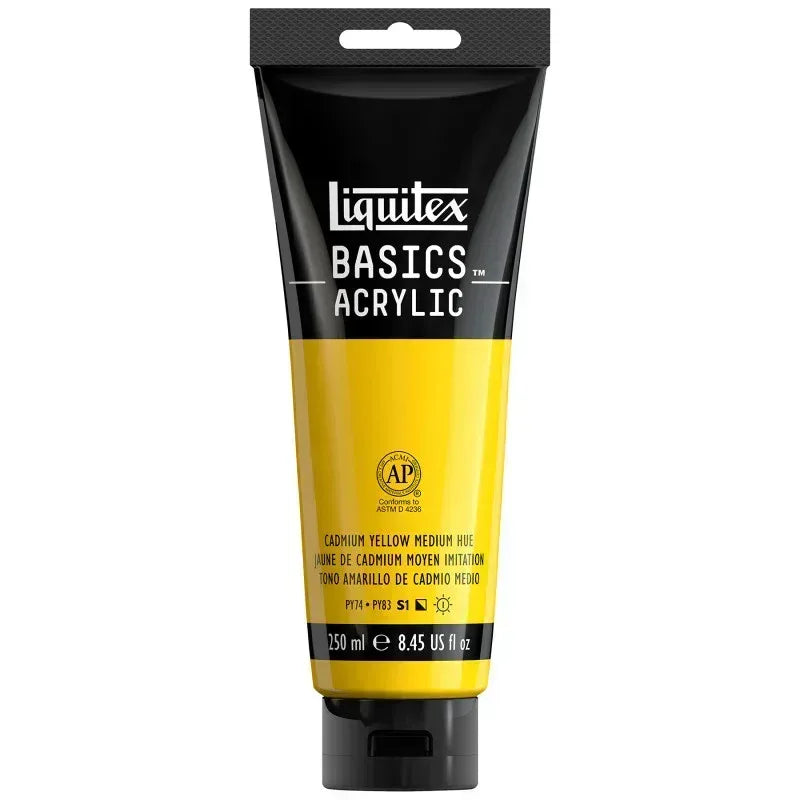 BASICS Acrylic Paint, 250 mL, Tube, Cadmium Yellow Medium Hue