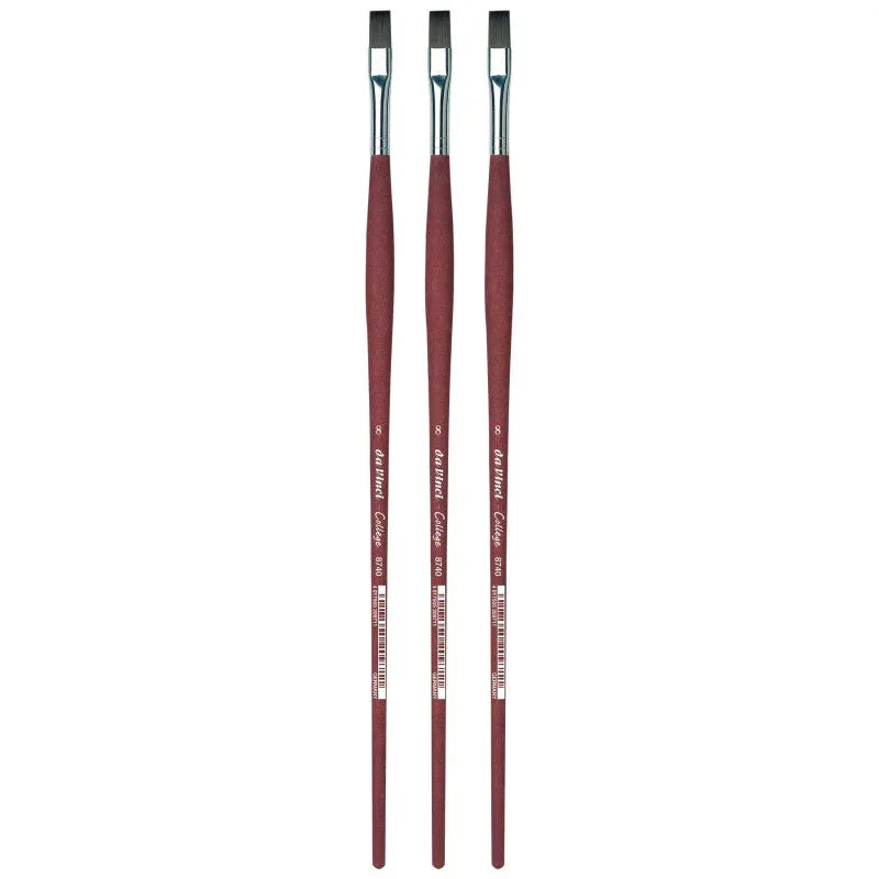 COLLEGE Student Brush, Synthetic, Acrylic & Oil, Flat, Series 8740, Size 8, Pack of 3