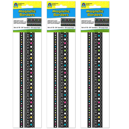 Chalkboard Brights Magnetic Borders, 24 Feet Per Pack, 3 Packs