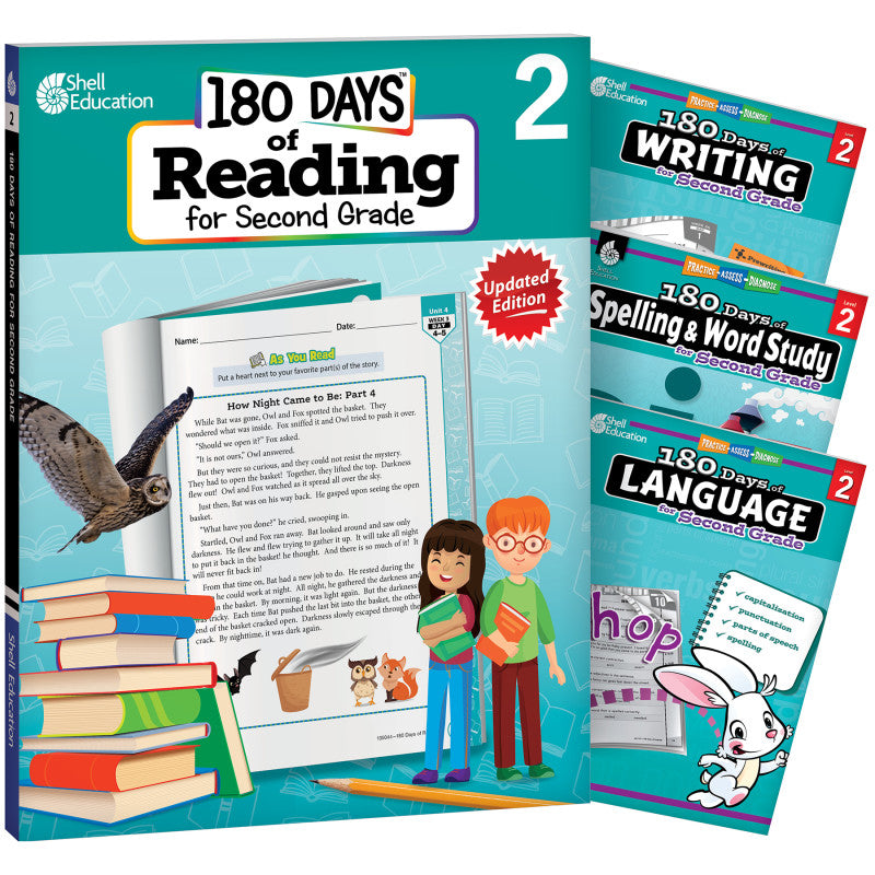 180 Daysâ¢ Phonics, High-Frequency Words, Reading 2nd Edition, and Printing, Grade 2, 4-Book Set