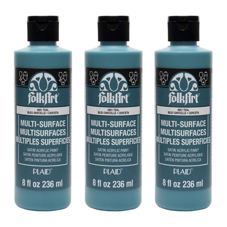 Acrylic Paint Multi-Surface Satin, 8oz., Teal, Pack of 3