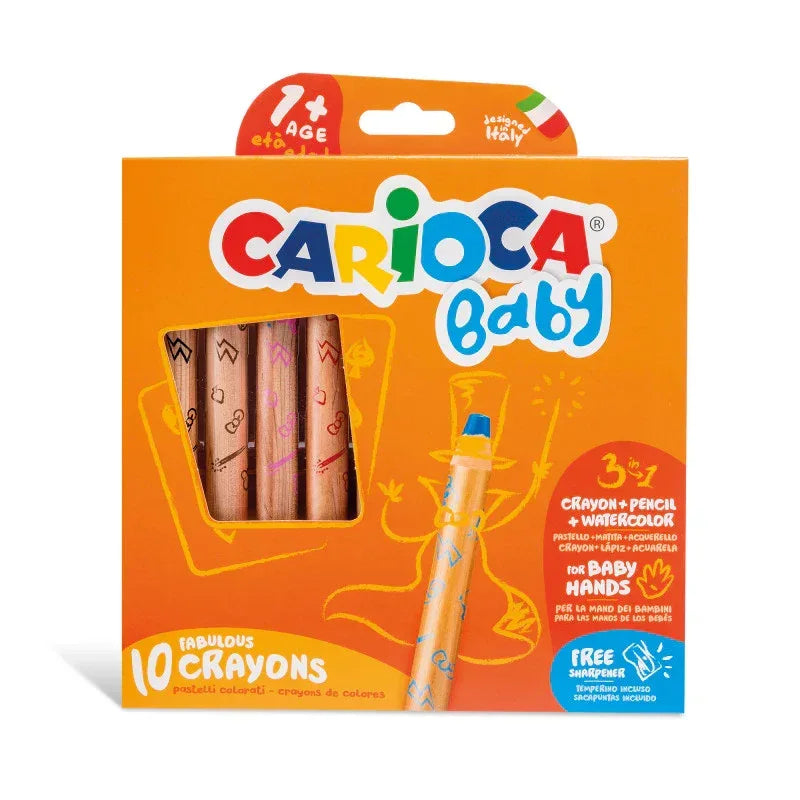 BABY Crayons 3 in 1 + Sharpener - 10 Pieces