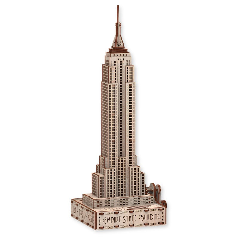 Empire State Building Wooden Model Kit, 3D Landmark Puzzle, 16.1 in, 101 Pieces