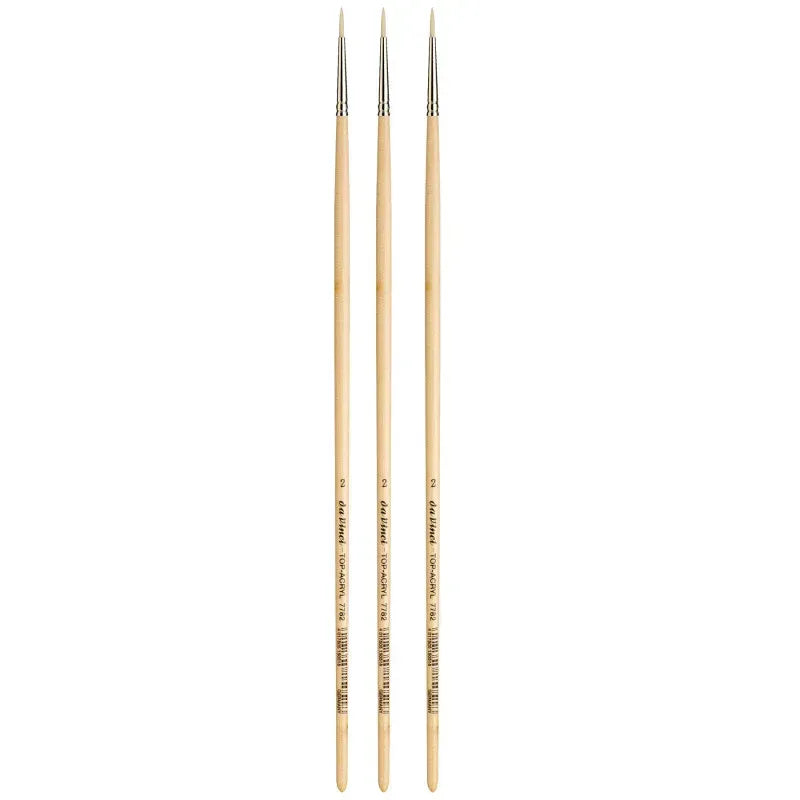TOP-ACRYL White Brush, Synthetic, Acrylic & Oil, Round, Series 7782, Size 2, Pack of 3
