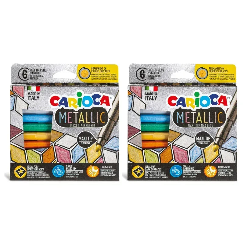 Metallic Maxi Tip Markers Felt Tip Pens, 6 Per Pack, 2 Packs