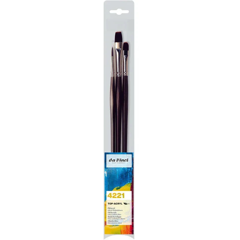 TOP-ACRYL Assorted Brushes, Synthetic, Oil & Acrylic, 3 Brush Set