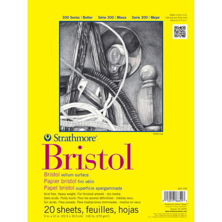 300 Series Bristol Pad, Vellum Finish, Tape Binding, 20 Sheet, 9x12 inch, 1 Count