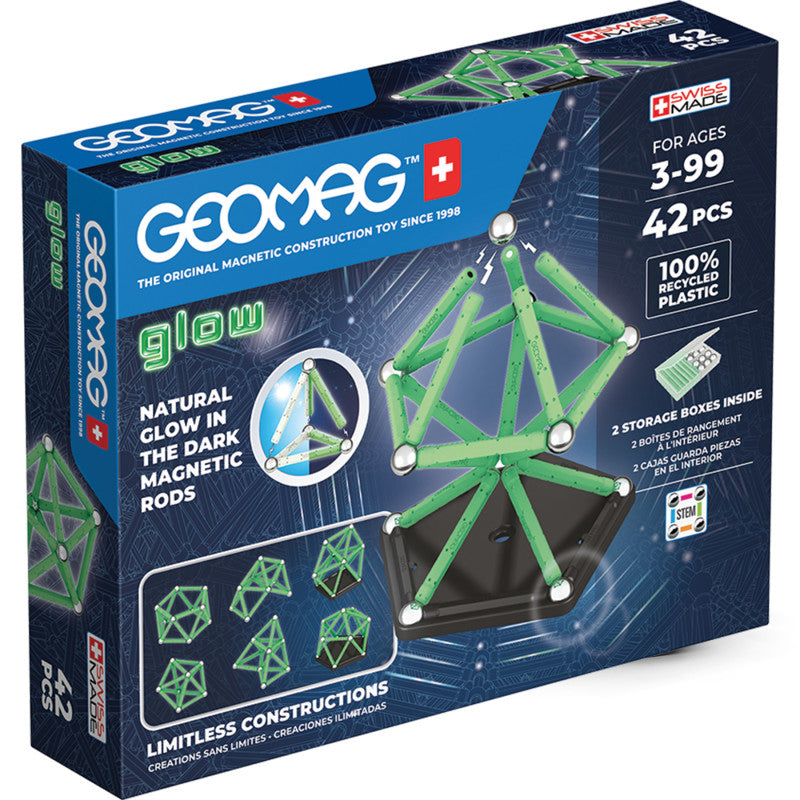 Glow in the Dark Magnetic Building Blocks Set, 42 Pieces