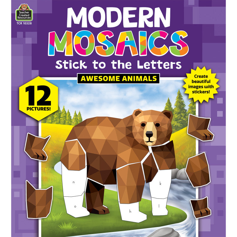 Awesome Animals Modern Mosaics Stick-to-the-Letters Sticker Art Book, 9 in x 10 in