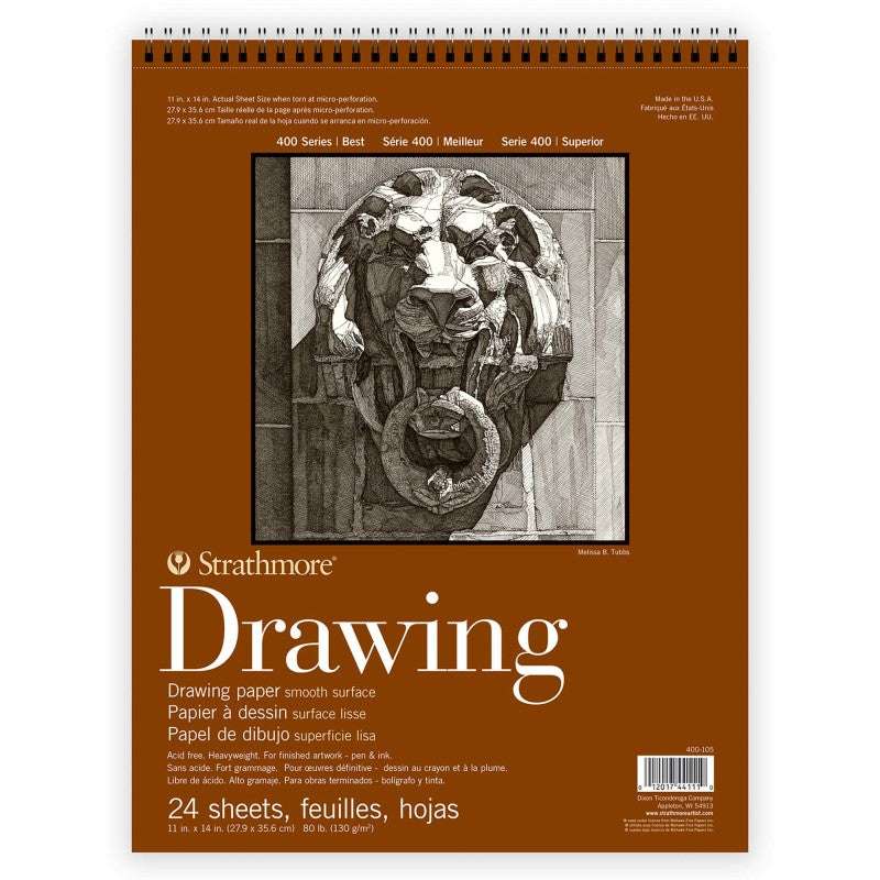 400 Series Drawing Paper Pad, Smooth Finish, Top Wire Binding, 24 Sheet, 11x14 inch, 1 Count