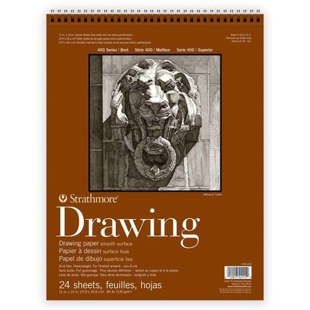 400 Series Drawing Paper Pad, Smooth Finish, Top Wire Binding, 24 Sheet, 11x14 inch, 1 Count
