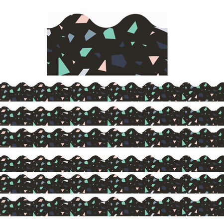 Simply Sassy Black Terrazzo Deco Trim&reg; Extra Wide Die Cut, 37 Feet Per Pack, 6 Packs