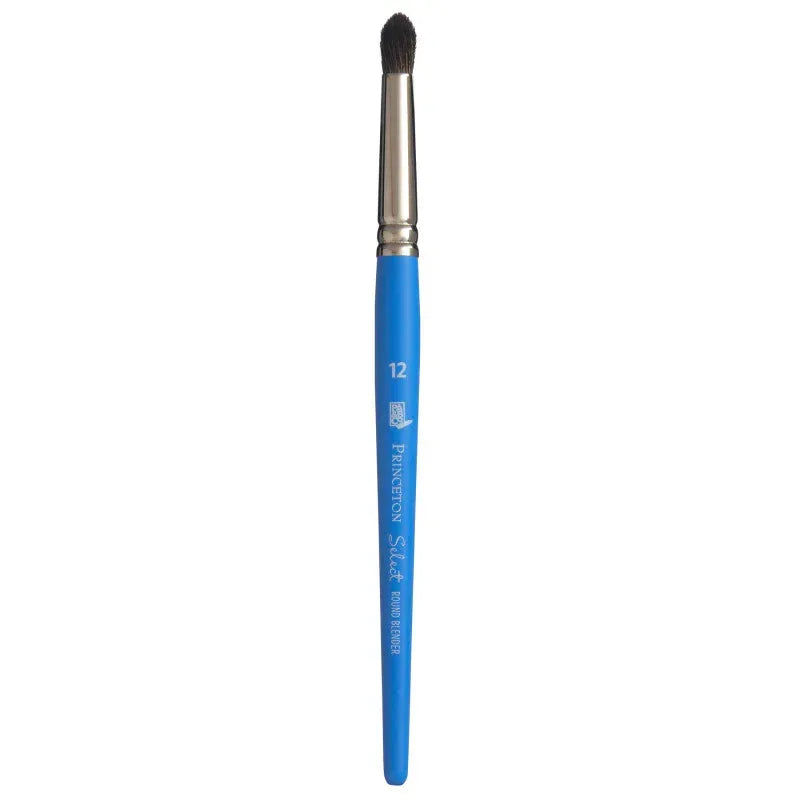 Select Artiste Round Brush, Natural Bristles, Short Handle Mixed Media Paintbrush, Jewel Blue, Size 12, 1 Count