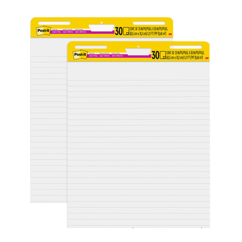Self-Stick Easel Pads, 1.5-Inch Presentation Rule, 25 x 30 Inches, White, 30 Sheets per Pad, 2 Pads