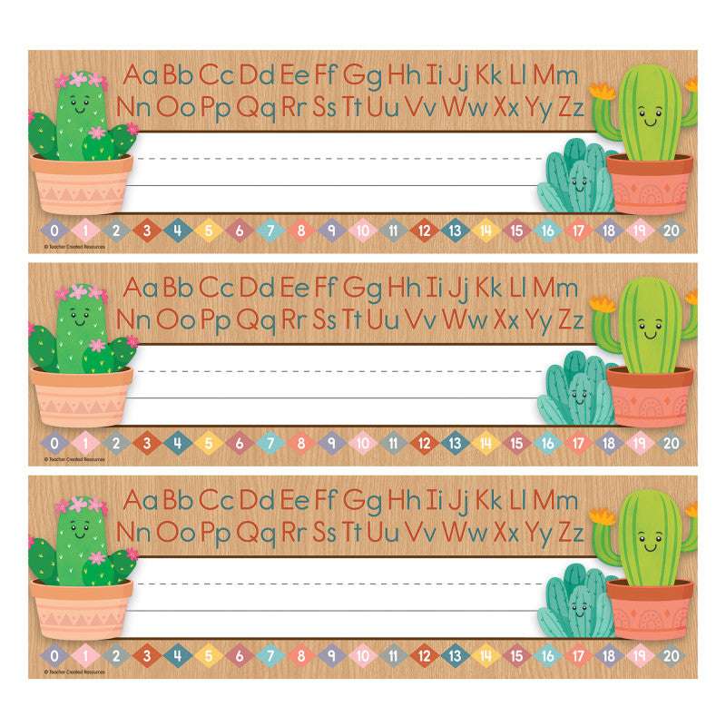 Happy Cactus Crew Flat Name Plates, 36 Per Pack, 3 Packs