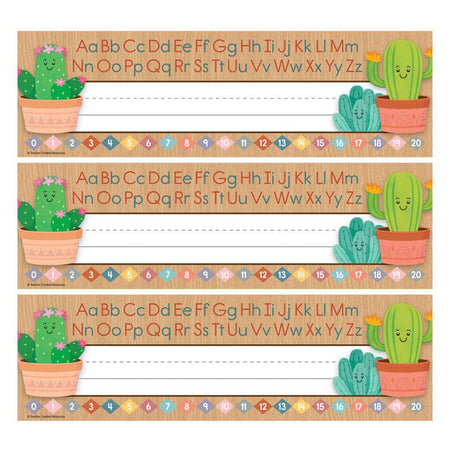 Happy Cactus Crew Flat Name Plates, 36 Per Pack, 3 Packs