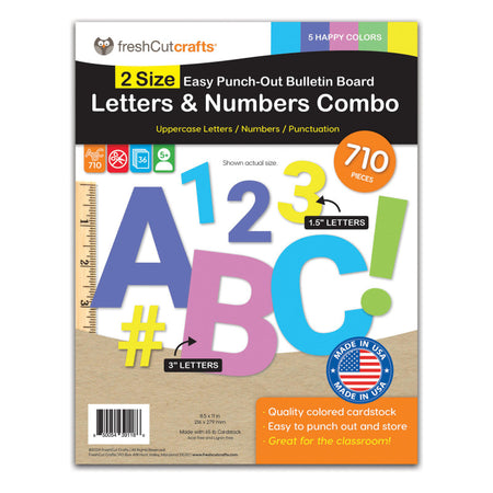 Bulletin Board Letters & Numbers, Happy Colors, 1.5in & 3in, 710 Pieces