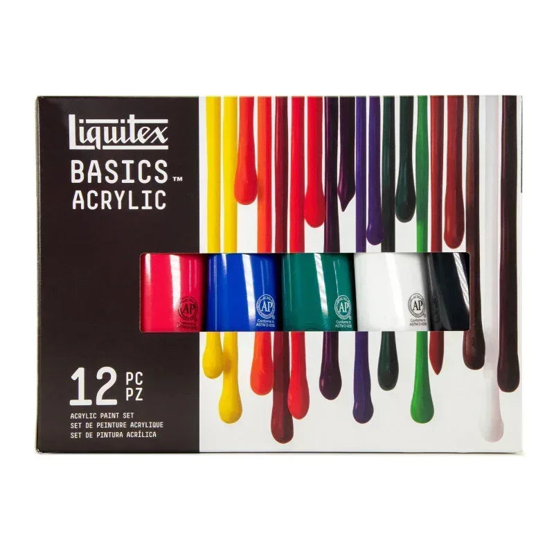 BASICS Acrylic Paint, Essential Colors, 118 mL Tubes, Set of 12