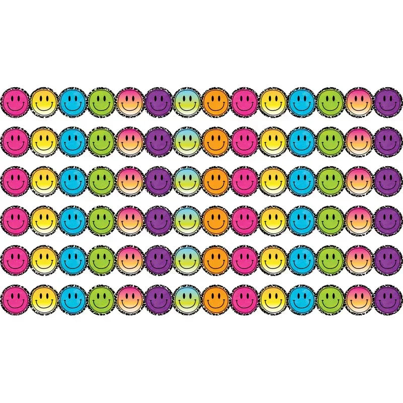Brights 4Ever Smiley Faces Die-Cut Border Trim, 35 Feet Per Pack, 6 Packs