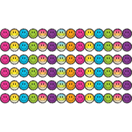 Brights 4Ever Smiley Faces Die-Cut Border Trim, 35 Feet Per Pack, 6 Packs