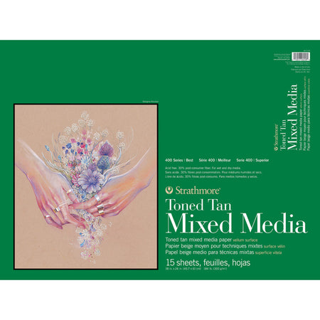 400 Series Mixed Media Pad, Toned Tan, Glue Binding, 15 Sheet, 18x24 inch, 1 Count