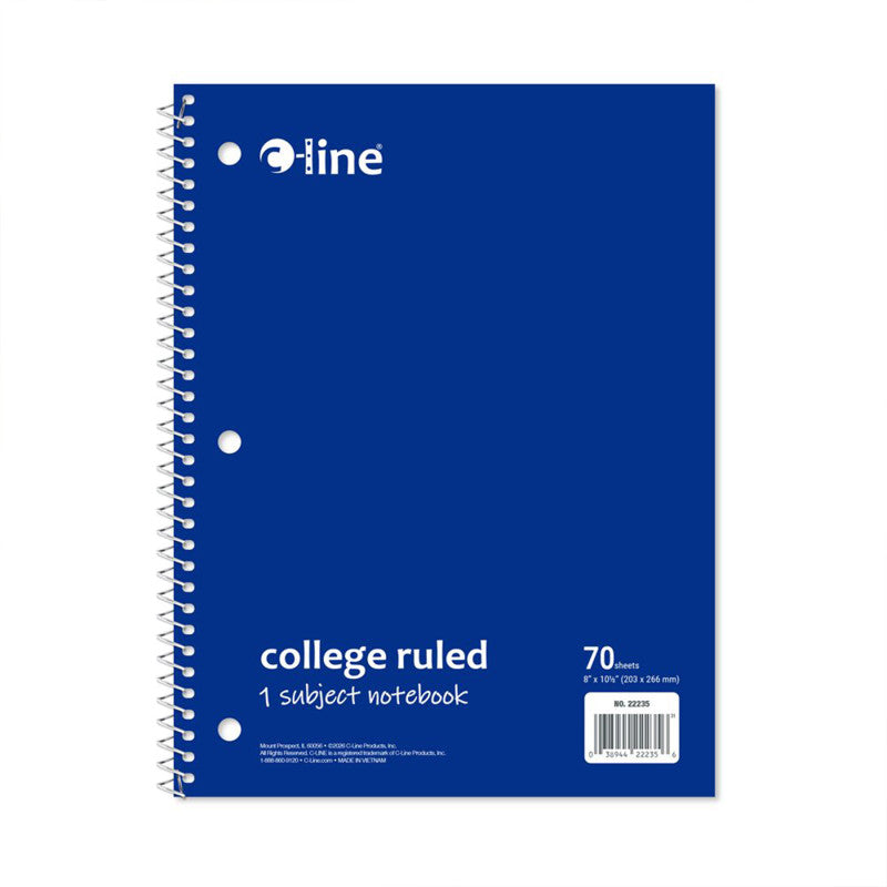 College-Ruled 1-Subject Notebook, 70 Sheets, Blue