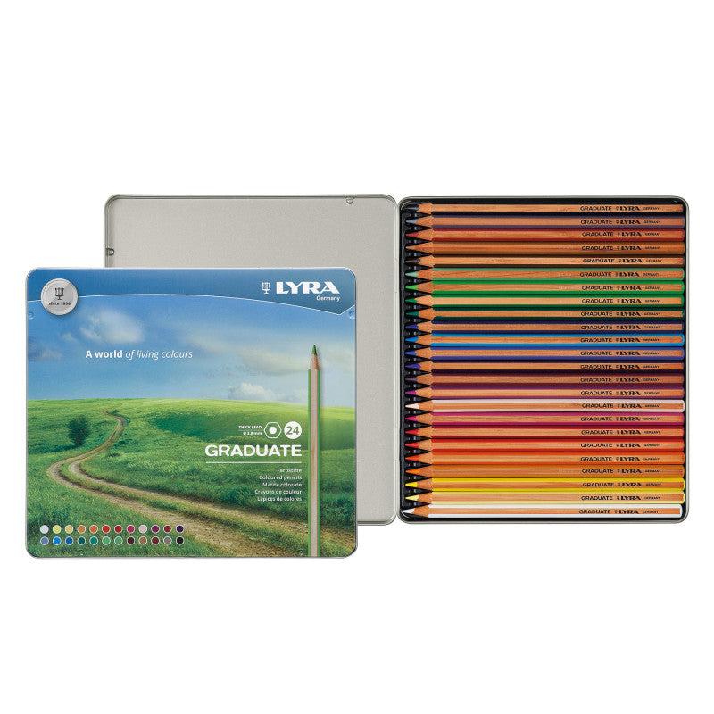 Graduate Colored Pencils Set Tin, Assorted Colors, 24 Pieces