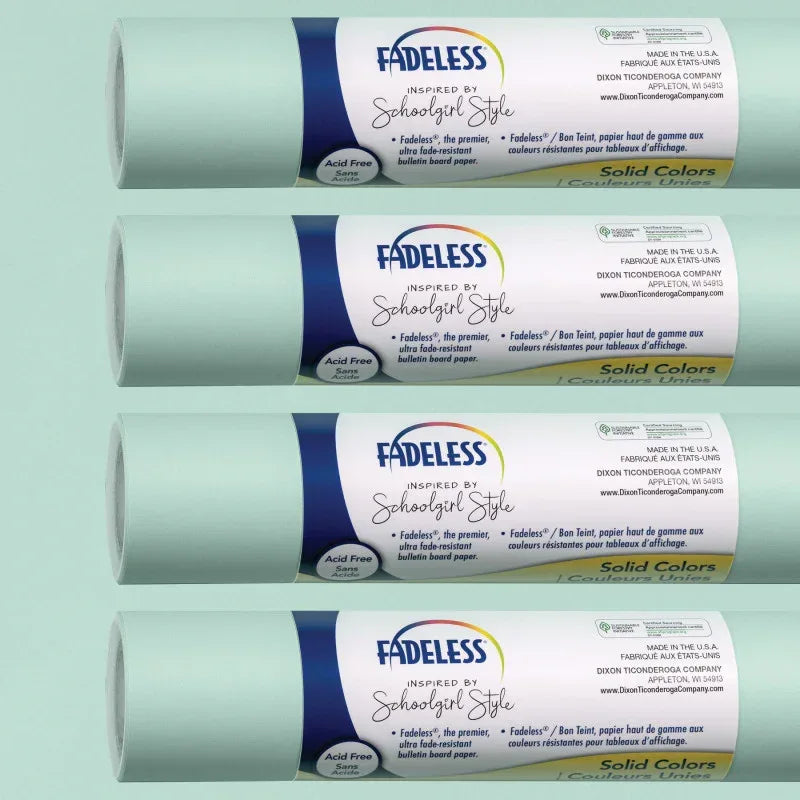 Schoolgirl Style Bulletin Board Paper, 48" x 12', Mint to Be, 4 Rolls