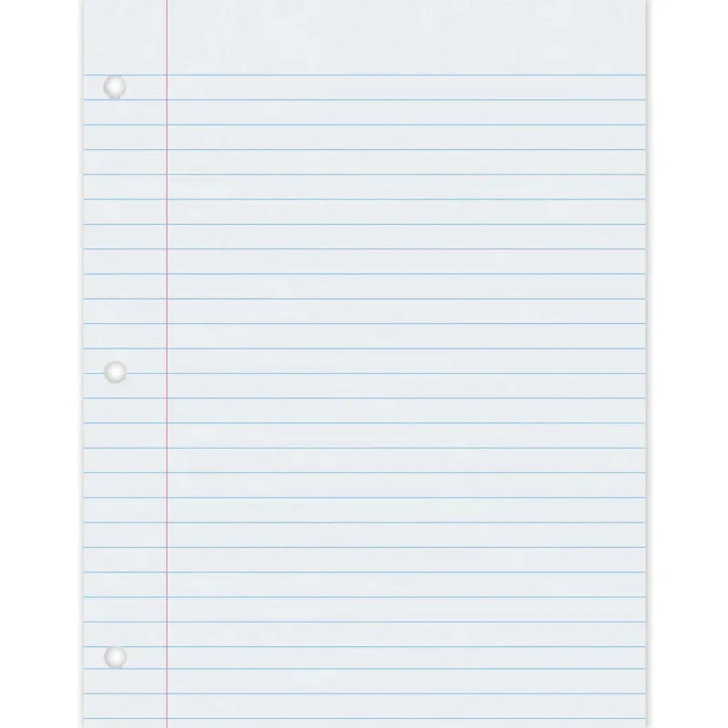 Composition Paper, White, 3-Hole Punched, Red Margin, 3/8" Ruled, 8-1/2" x 11", 500 Sheets