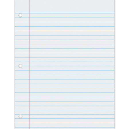 Composition Paper, White, 3-Hole Punched, Red Margin, 3/8" Ruled, 8-1/2" x 11", 500 Sheets