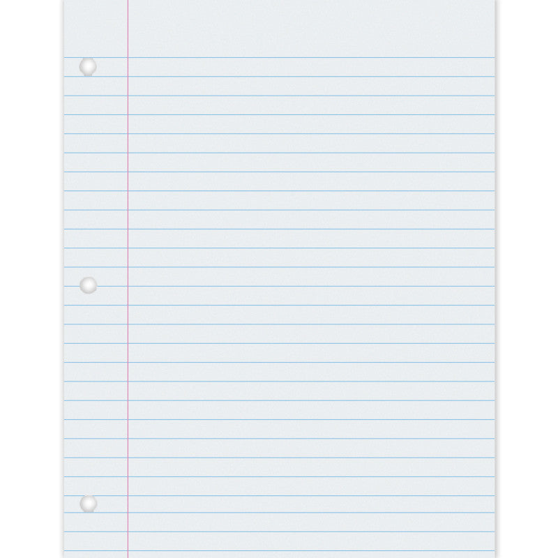 Composition Paper, White, 3-Hole Punched, Red Margin, 3/8" Ruled, 8-1/2" x 11", 500 Sheets