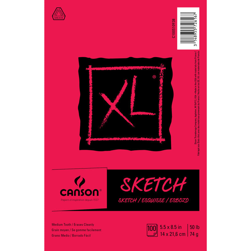 XL Series Sketch Pad, Foldover Binding, 100 Sheet, 5.5x8.5 inch, 1 Count
