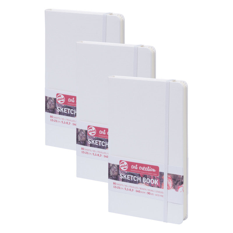 Sketchbook, 80 Sheets, 90lbs, White Cover, 5.1" x 8.3", Pack of 3