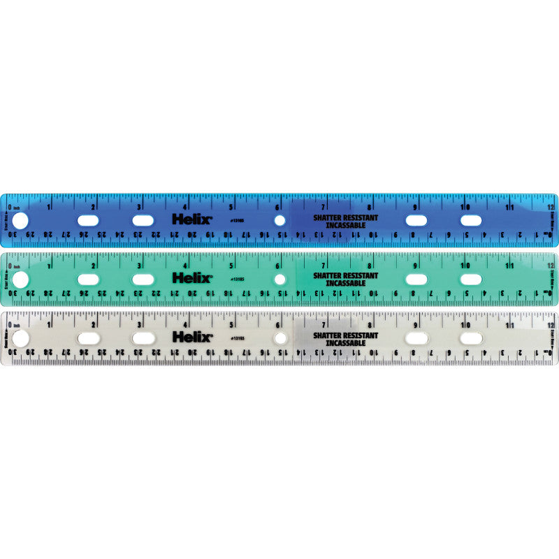 Shatter Resistant Ringbinder Ruler 12" / 30cm