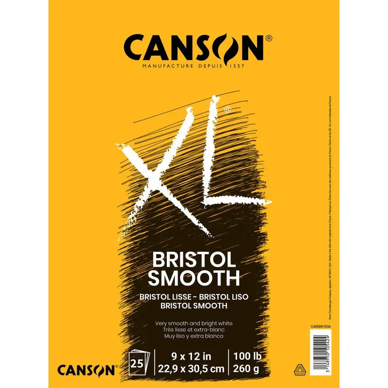 XL Series Bristol Pad, Smooth Finish, Foldover Binding, 25 Sheet, 9x12 inch, 1 Count