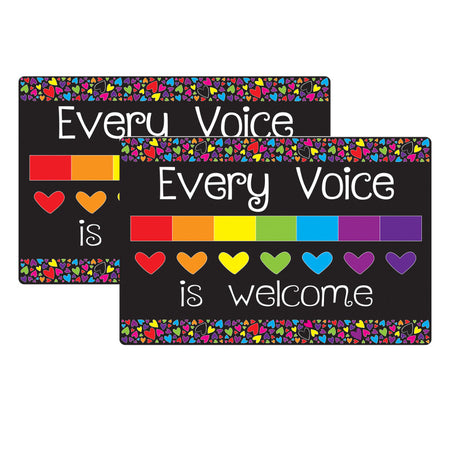 Welcome Mat with Slip Resistant Backing, 15.5" x 23.5", Every Voice Welcome Here, Pack of 2