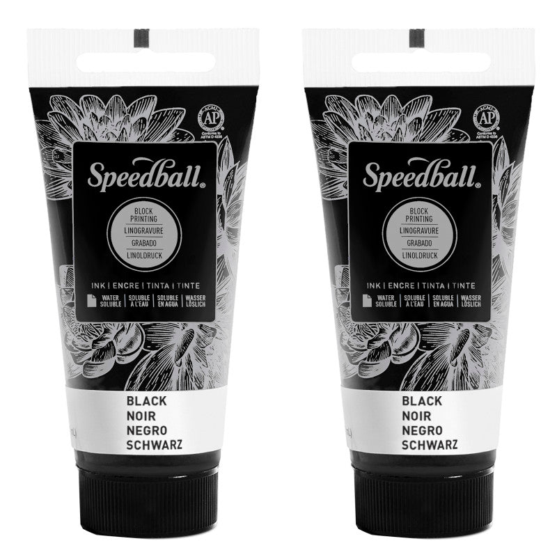 Water-Soluble Block Printing Ink, 1.25 oz, Black, Pack of 2