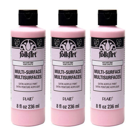 Acrylic Paint Multi-Surface Satin, 8oz., Baby Pink, Pack of 3