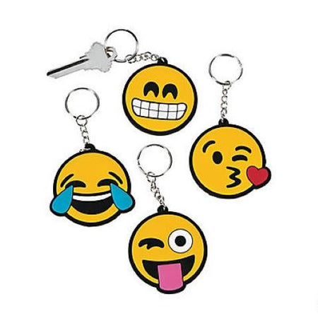 Rubber Emoji Keychains - 12/pkg.