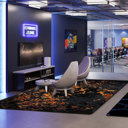 Eruption 10'9" x 13'2" area rug in color Tangerine