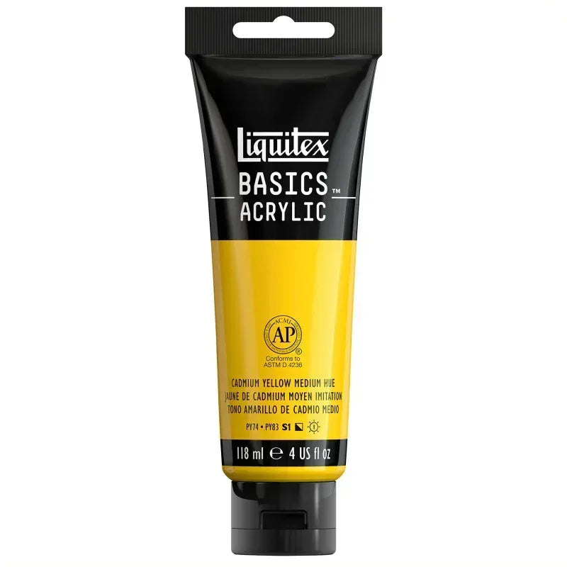 BASICS Acrylic Paint, 118 mL Tube, Cadmium Yellow Medium Hue