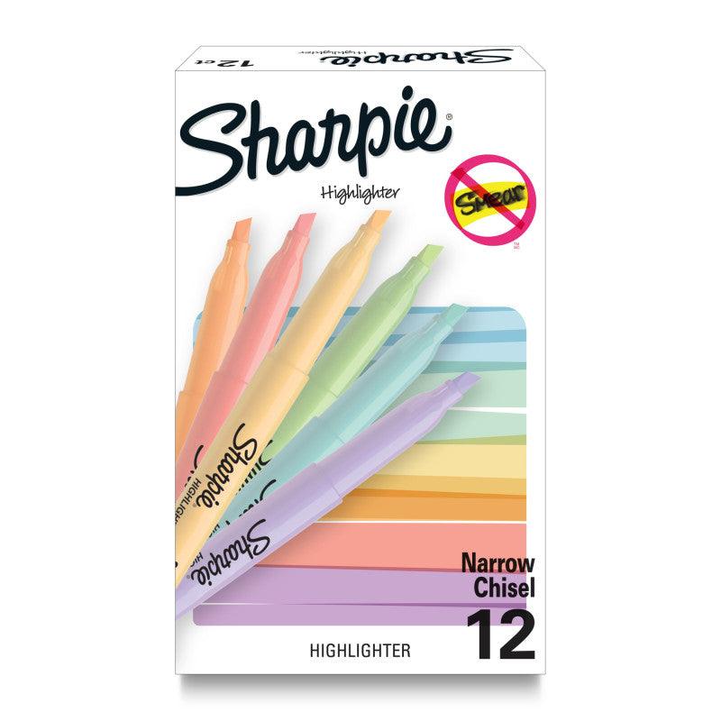 SharpieÂ® Pocket Highlighters, Mild Pastel Colors, Assorted, Chisel Tip, 12 Count