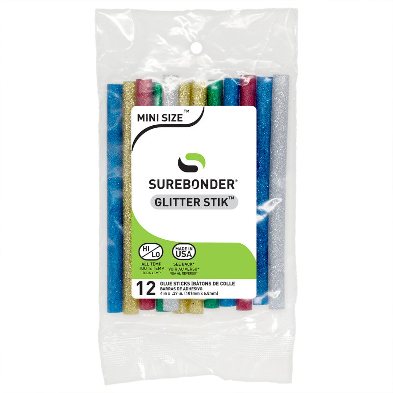 Glitter Mini Glue Sticks, 4", 12-Count