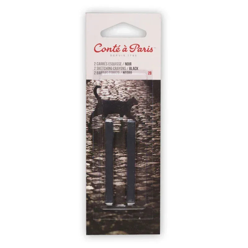 Carrés Esquisse Sketching Pastel Crayons, Black 2B, Pack of 2