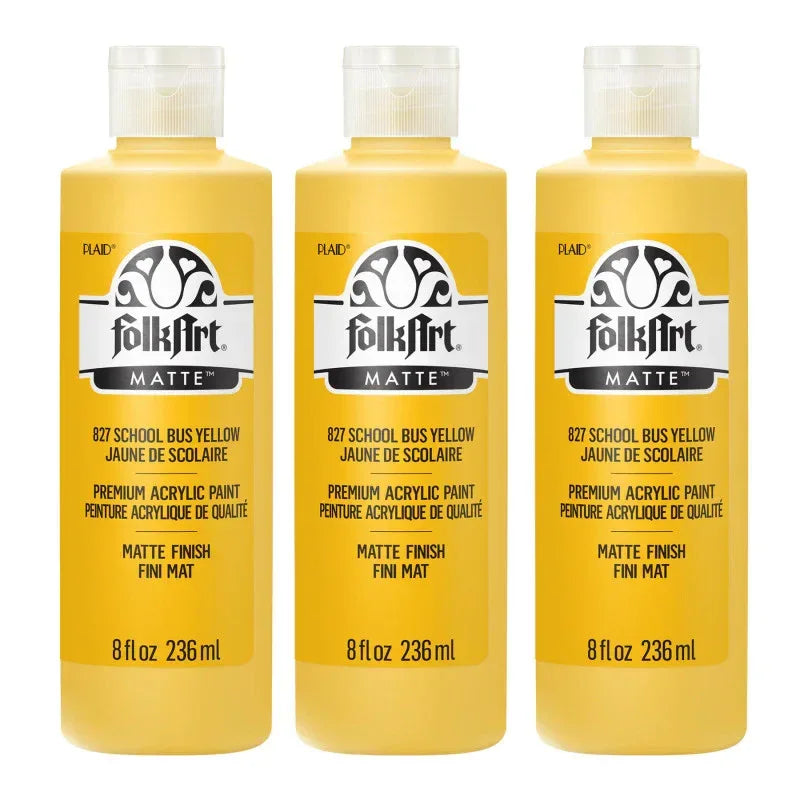 Acrylic Paint Matte, 8oz., School Bus Yellow, Pack of 3