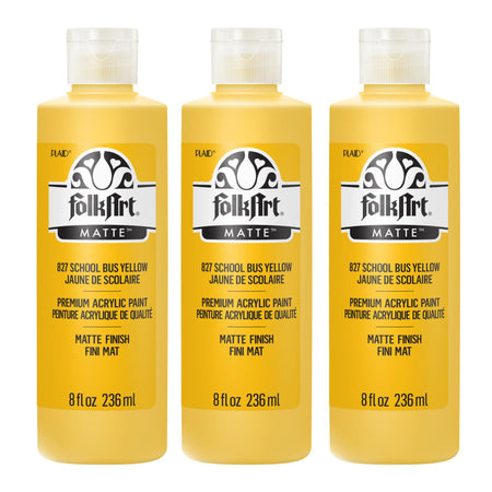Acrylic Paint Matte, 8oz., School Bus Yellow, Pack of 3