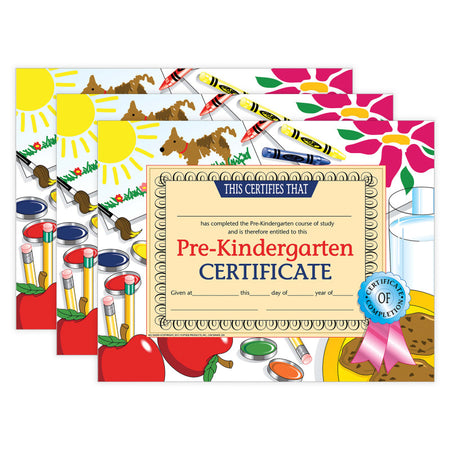 Pre-Kindergarten Certificate, 8.5" x 11", 30 Per Pack, 3 Packs