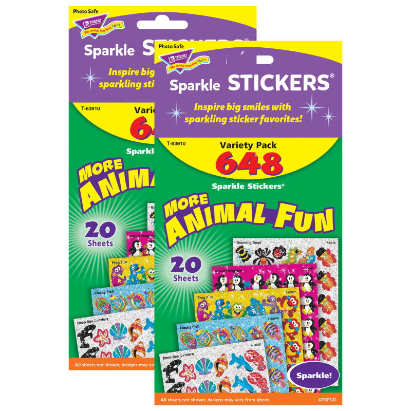 Animal Fun Sparkle Stickers&reg; Variety Pack, 648 Per Pack, 2 Packs