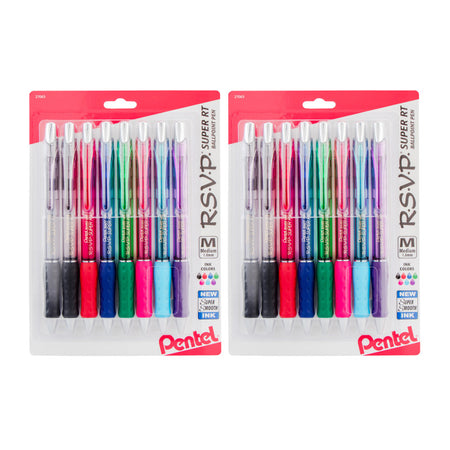 R.S.V.P.&reg; Super RT Retractable Ballpoint Pen, Assorted, 8 Per Pack, 2 Packs