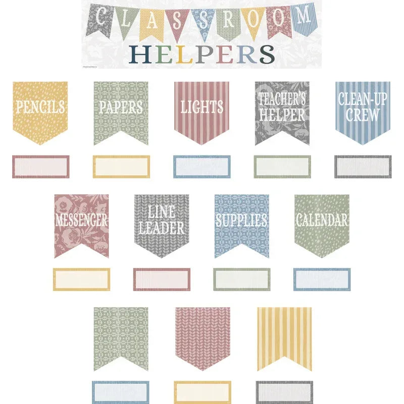 Classroom Cottage Classroom Helpers Mini Bulletin Board Set, 48 Pieces